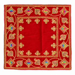 Embroidery Work Pooja chowki aasan kapda / Jari Altar Cloth for Pooja and Mandir (11.5 inch by 11.5 inch) (₹80)