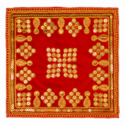 Embroidery Work Pooja chowki aasan kapda / Jari Altar Cloth for Pooja and Mandir (7.5 inch by 7.5 inch) (₹40)