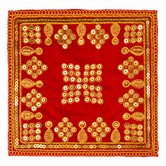 Embroidery Work Pooja chowki aasan kapda / Jari Altar Cloth for Pooja and Mandir (7.5 inch by 7.5 inch) (₹40)