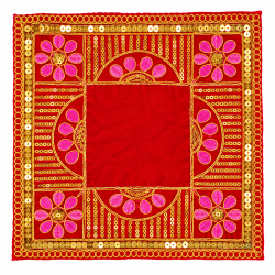 Embroidery Work Pooja chowki aasan kapda / Jari Altar Cloth for Pooja and Mandir (7.5 inch by 7.5 inch) (₹40)