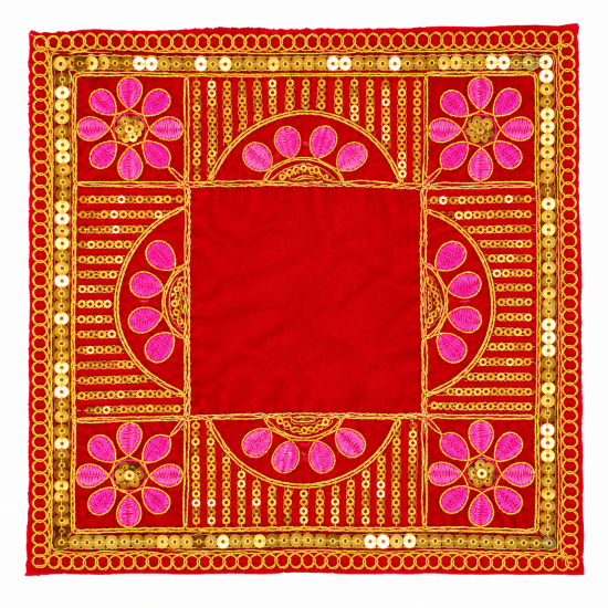 Embroidery Work Pooja chowki aasan kapda / Jari Altar Cloth for Pooja and Mandir (7.5 inch by 7.5 inch) (₹40)
