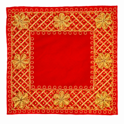 Embroidery Work Pooja chowki aasan kapda / Jari Altar Cloth for Pooja and Mandir (3 inch by 3 inch) (₹30)