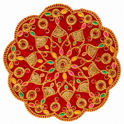 Embroidery Work Round aasan kapda / Jari Altar Cloth for Pooja and Mandir (8 inch by 8 inch) (Red) (₹85)