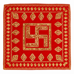 Embroidery Work Pooja chowki aasan kapda / Jari Altar Cloth for Pooja and Mandir (10 inch by 10 inch) (₹80)