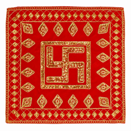Embroidery Work Pooja chowki aasan kapda / Jari Altar Cloth for Pooja and Mandir (10 inch by 10 inch) (₹80)