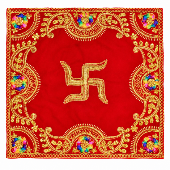 Embroidery Work Pooja chowki aasan kapda / Jari Altar Cloth for Pooja and Mandir (10.5 inch by 10.5 inch) (₹100)