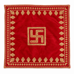 Embroidery Work Pooja chowki aasan kapda / Jari Altar Cloth for Pooja and Mandir (14 inch by 14 inch) (₹100)