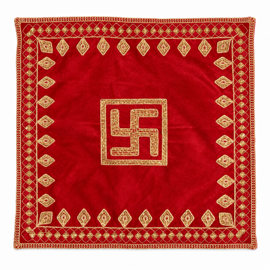Embroidery Work Pooja chowki aasan kapda / Jari Altar Cloth for Pooja and Mandir (14 inch by 14 inch) (₹100)