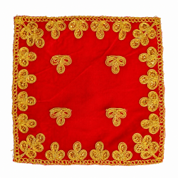 Embroidery Work Pooja chowki aasan kapda / Jari Altar Cloth for Pooja and Mandir (6 inch by 6 inch) (₹40)