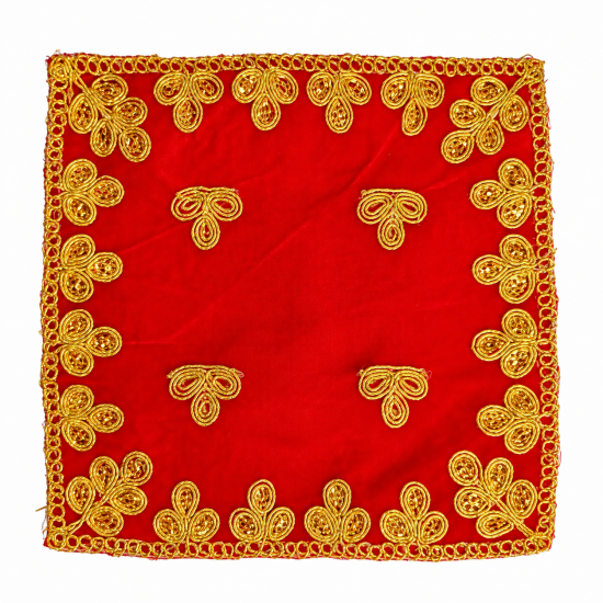 Embroidery Work Pooja chowki aasan kapda / Jari Altar Cloth for Pooja and Mandir (6 inch by 6 inch) (₹40)