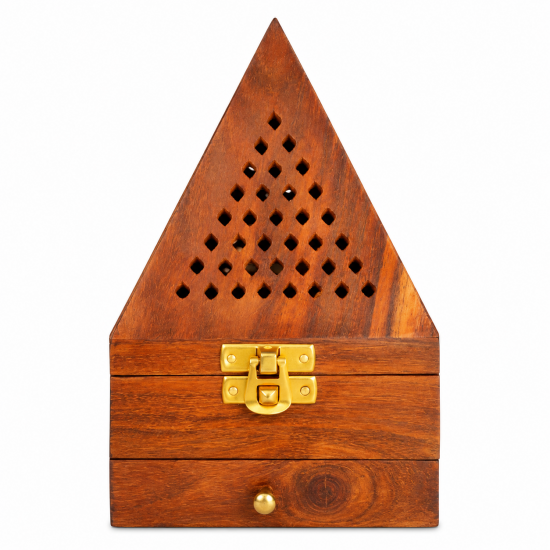 Handmade Wooden Dhoop Stick, Loban Sambrani Cup, Incense Cones Box Holder (Pyramid shaped) (₹240)